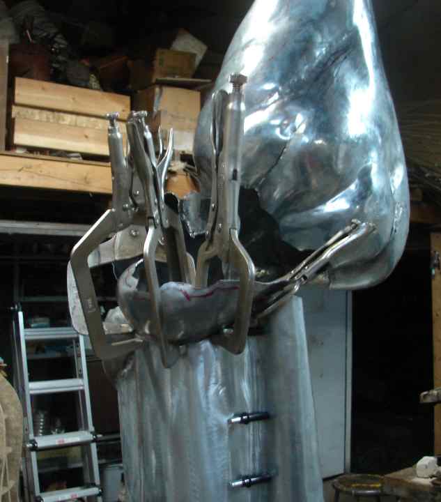 Bent and twisted into position