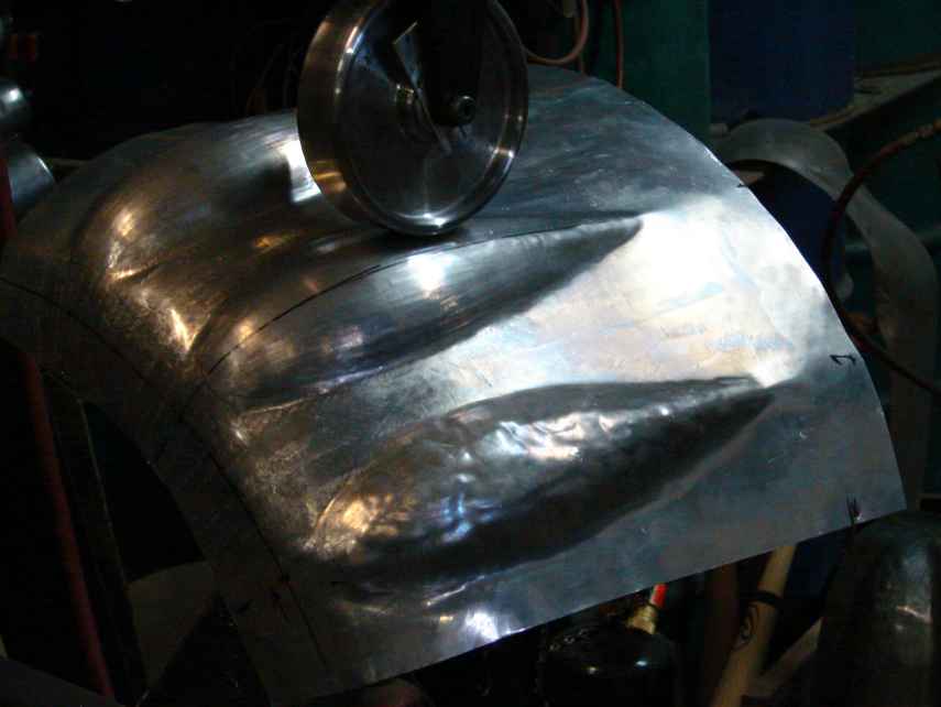 Bumps are stretched out and rolled smooth